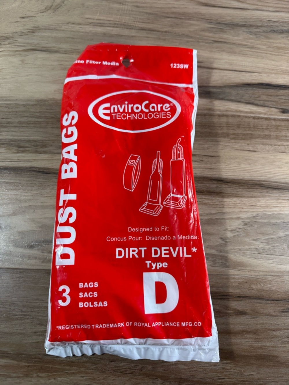 EnviroCare Dirt Devil Type D Vacuum Bags 123SW (2 Bags) Open Pack
